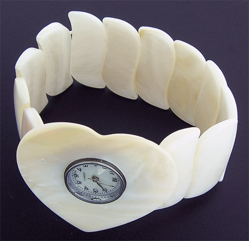 White Natural Sea Shell heart shaped watch