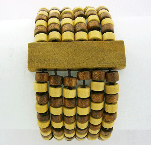 White and Brown Wooden Bracelet
