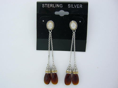 Natural Red Garnet Silver Earrings