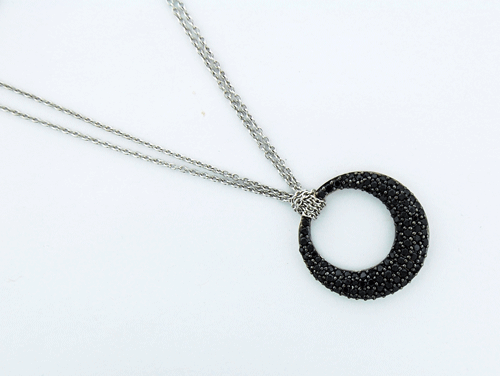Sterling Silver Pendant with black CZs