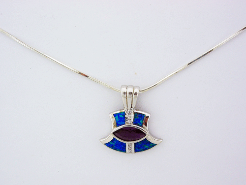 Blue Opal Silver Necklace