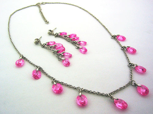 Pink Simulated Diamond Necklace