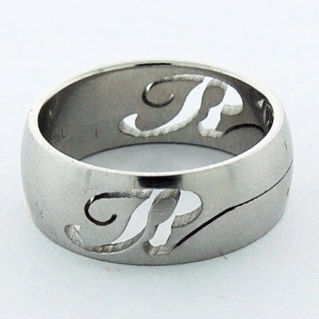 Stainless Steel Laser Cut R Initial Band