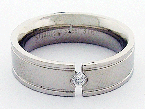 Stainless Steel Ring with single stone
