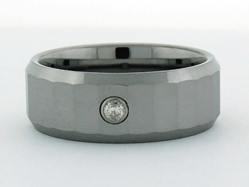 Tungsten Carbide Men's Diamond Solitaire Band