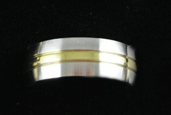 Stainless Steel Gold inlay 9mm Polished Band
