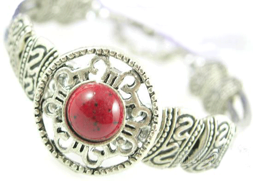 Red Coral Tibet Silver Bracelet