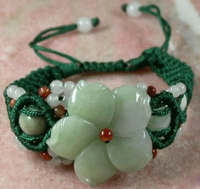 Tibet hand-knitted jade flower lady's bracelet
