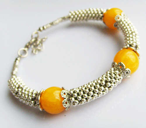 Tibet Silver Yellow Beaded Bracelet
