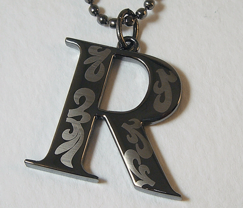 R Initial Tungsten Necklace