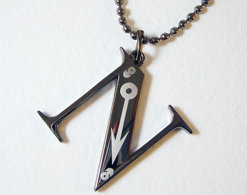Initial N Tungsten Pendant with ball chain