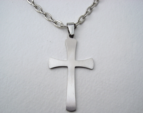Plain Simple Cross Stainless Steel Necklace