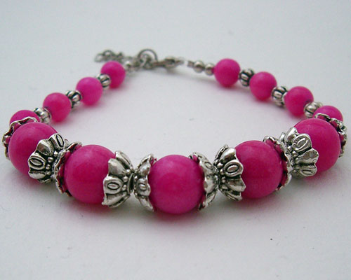 Mulberry beaded Tibet Silver Bracelet